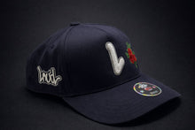 Load image into Gallery viewer, L NAVY ROSE  5 PANEL HAT
