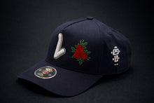Load image into Gallery viewer, L NAVY ROSE  5 PANEL HAT
