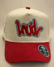Load image into Gallery viewer, RED BEIGE LOUD CORDOROY HAT
