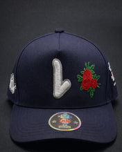 Load image into Gallery viewer, L NAVY ROSE  5 PANEL HAT
